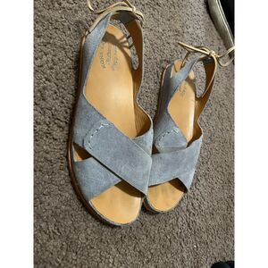 Kork-Ease Blue Suede Lace Up Sandals Size 11M Leather Crisscross Boho